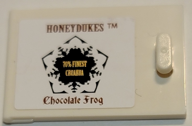 Lego Container, Cupboard 2 x 3 x 2 Door with 'HONEYDUKES Chocolate Frog' and '70% FINEST CROAKOA' Pattern (Sticker) - Set 4841
