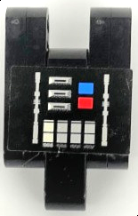 Lego Stickered Assembly 5 x 3 x 2 with Silver, Red, and Blue Buttons Pattern (Sticker) - Set 8010