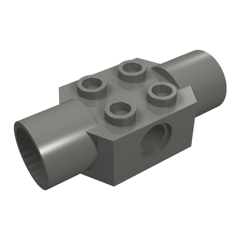 Lego Technic Brick Special 2 x 2 with Pin Hole, with 2 Rotation Joint Sockets / Dark Bluish Gray