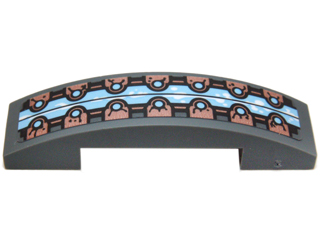 Lego Slope, Curved 4 x 1 x 2/3 Double with Bright Light Blue Ice and Copper Clips Pattern (Sticker) - Set 70226