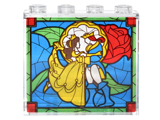 Lego Panel 1 x 4 x 3 with Side Supports - Hollow Studs with Beauty and the Beast Stained Glass Window Pattern (Sticker) - Set 41067