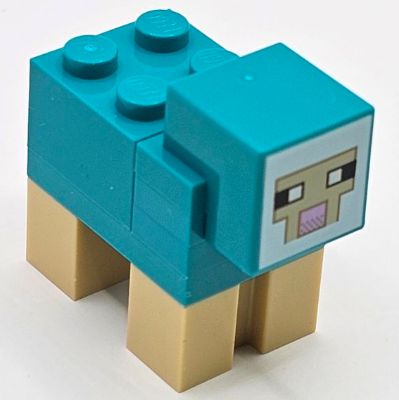 Lego Minecraft Sheep, Dark Turquoise - Brick Built