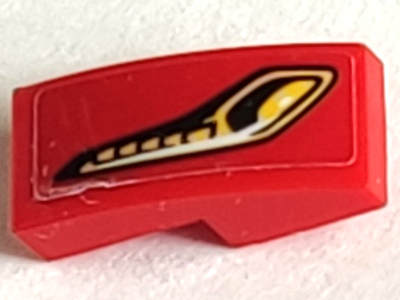 Lego Slope, Curved 2 x 1 x 2/3 with Yellow and Black Headlight Pattern Model Right Side (Sticker) - Set 75886