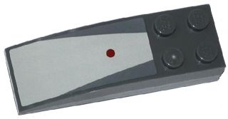 Lego Slope, Curved 6 x 2 with Dark Red Dot and Light Bluish Gray Center Panel Pattern (Sticker) - Set 75039