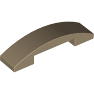 Lego Brick Curved 4 x 1 Double with No Studs / Dark Tan