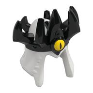 Lego Hair and Crown, Long with Black Spiked Crown Pattern / White