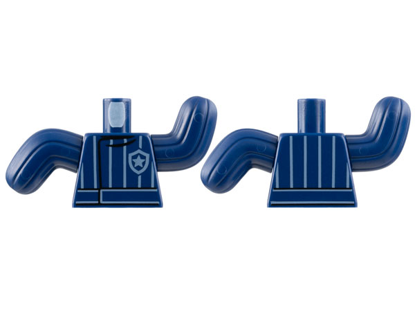 Lego Torso Jacket, White Pinstripes and Police Star Badge Logo Pattern / Dark Blue Cactus Arms