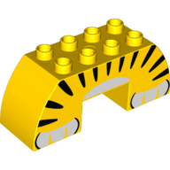 Lego Duplo Brick 2 x 6 x 2 Curved with 2 x 2 Cutout on Bottom with Tiger Body Print