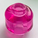 Lego Minifigure, Head (Plain) / Trans-Dark Pink