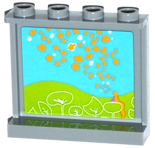 Lego Panel 1 x 4 x 3 with Side Supports - Hollow Studs with Flowers and Pollen Painting Pattern on Inside (Sticker) - Set 41054