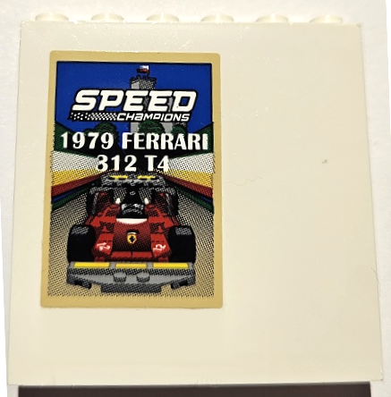 Lego Panel 1 x 6 x 5 with Poster 'SPEED CHAMPIONS 1979 FERRARI 312 T4' Pattern (Sticker) - Set 75889 / White