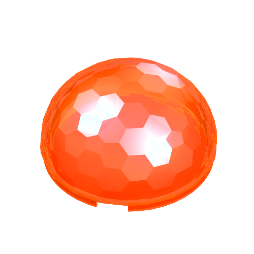 Lego Dome Hemisphere 4 x 4 Multifaceted / Trans-Neon Orange