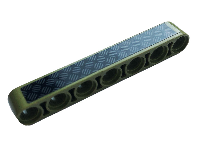 Lego Technic, Liftarm Thick 1 x 7 with Tread Plate Pattern (Sticker) - Set 42110 / Olive Green