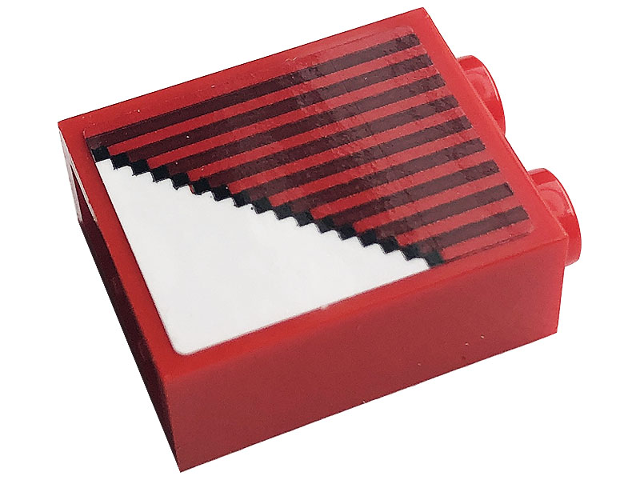 Lego Brick 1 x 2 x 2 with Inside Stud Holder with Gray Stripes and White Triangle Pattern (Sticker) - Set 10272