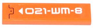 Lego Tile 1 x 4 with Black Line, Rivet, White Arrow and '021-WM-8' Pattern (Sticker) - Set 70705