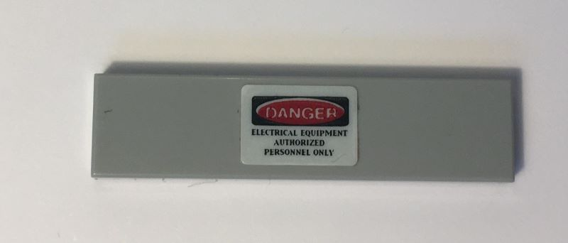 Lego Tile 1 x 4 with 'DANGER' and 'ELECTRICAL EQUIPMENT AUTHORIZED PERSONNEL ONLY' Pattern (Sticker) - Set 10274