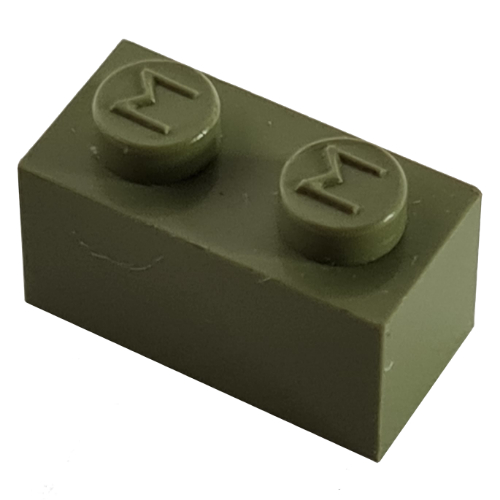 Lego Modulex Brick 1 x 2 with M on Stud / Modulex Black