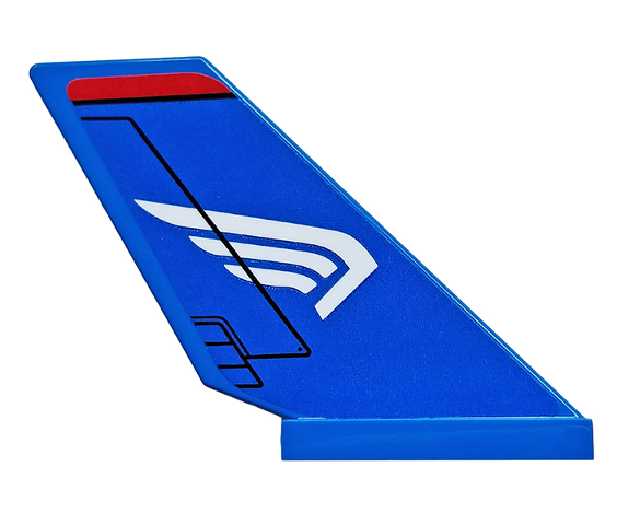 Lego Tail Shuttle with White Wing on Blue Background Pattern Model Right Side (Sticker) - Set 76076 / Blue