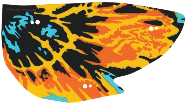 Lego Wing, Skimwing, Right, Large, Orange, Black, Yellow, and Trans-Light Blue Print