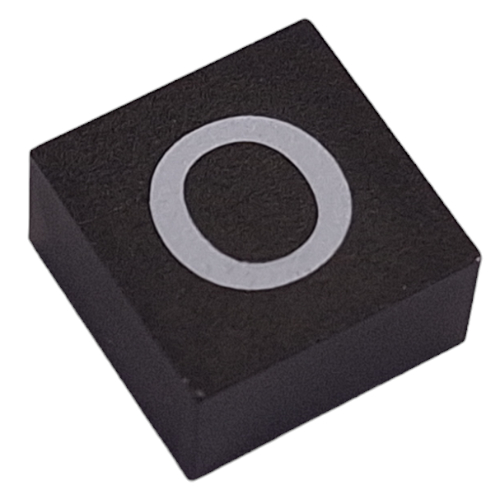 Lego Modulex Tile 2 x 2 with White 'o' Print, without Internal Supports / Modulex Black