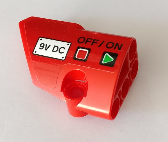 Lego Technic, Panel Fairing # 1 Small Smooth Short, Side A with '9V DC' and 'ON/OFF' Switch Pattern (Sticker) - Set 42082