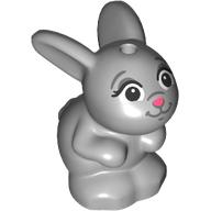 Lego Animal, Rabbit / Bunny Sitting with Dark Bluish Grey Features, Dark Pink Nose print