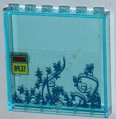 Lego Panel 1 x 6 x 5 with Ivy Plants, 'TEMP.' and '09.37' Pattern (Sticker) - Set 6860 / Trans-Light Blue
