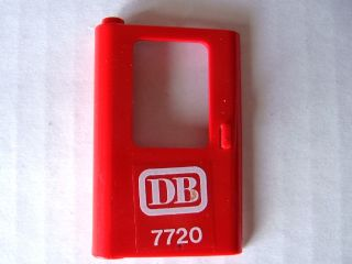Lego Door 1 x 4 x 5 Train Left, Thin Support at Bottom with White 'DB 7720' Pattern (Sticker) - Set 7720 / Red