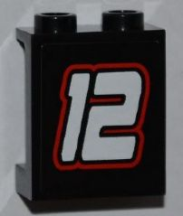 Lego Panel 1 x 2 x 2 with Side Supports - Hollow Studs with White '12' with Red Outline Pattern (Sticker) - Set 8228