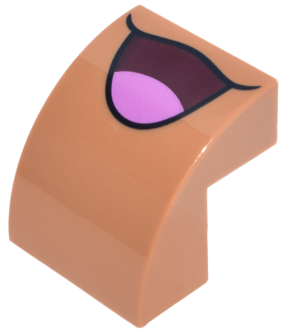 Lego Slope, Curved 2 x 2 x 1 2/3 with Dark Red Open Mouth Smile with Dark Pink Tongue Pattern (Pokémon Eevee)