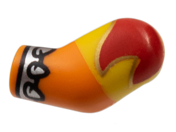 Lego Arm, Left with Yellow Short Sleeve, Red Flame, Silver Spike Cuff Pattern