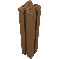 Lego Support 2 x 2 x 8 with Grooves, Smooth On All Sides, Top Peg / Reddish Brown