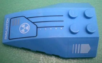 Lego Wedge 6 x 4 Triple Curved with White Arrow and 'AMMUNITION' Pattern Model Left Side (Stickers) - Set 7709