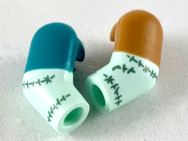 Lego Arm, (Matching Left and Right) Pair with Short Sleeves and Sand Green Stitching Pattern