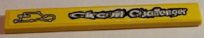 Lego Tile 1 x 8 with 'Circuit Challenger' and Race Track Outline Pattern Model Left Side (Sticker) - Set 8183 / Yellow