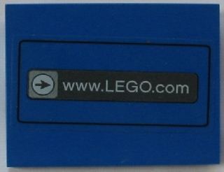 Lego Slope 10 6 x 8 with www.LEGO.com Pattern (Sticker) - Set 3432 / Blue