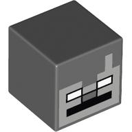 Lego Minifig Head Special, Cube with Stray Face Print / Dark Bluish Gray