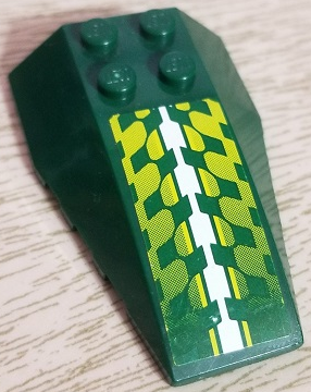 Lego Wedge 6 x 4 Triple Curved with White and Lime Checkered Pattern (Sticker) - Set 8138