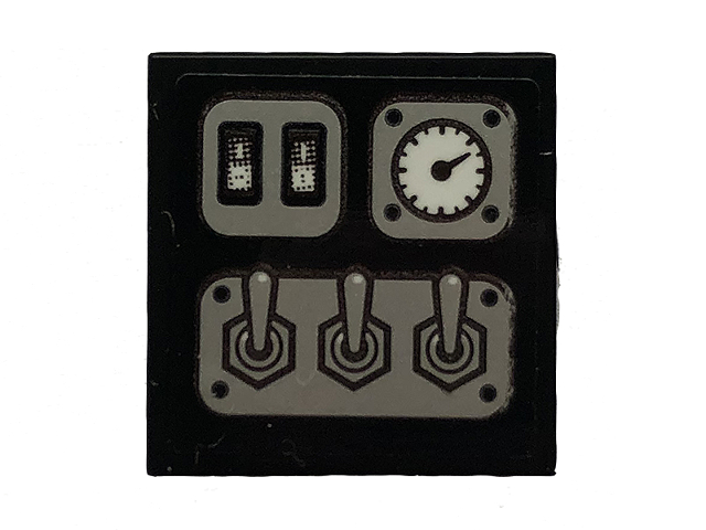 Lego Tile 2 x 2 with Levers, Buttons and Gauge Pattern (Sticker) - Set 70418