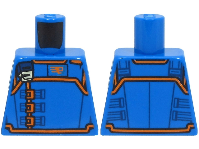 Lego Torso SW Uniform with Orange Stripes and Clasps Pattern / Blue