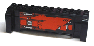 Lego Crane Section 4 x 12 x 3 with 8 Pin Holes with Red, Dark Red and Silver Pattern on Both Sides  (Stickers) - Set 7721