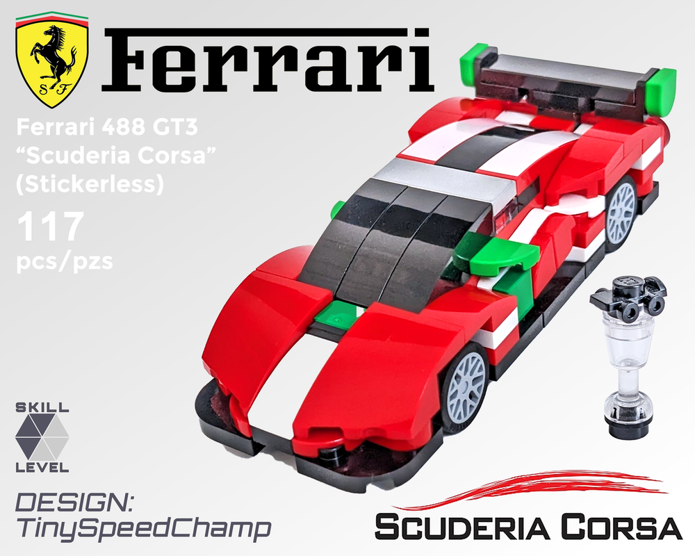 Lego Tiny 488 GT3 "Scuderia Corsa" (Stickerless)