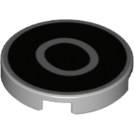 Lego Tile Round 2 x 2 with Bottom Stud Holder with 'O' on Black Background Print