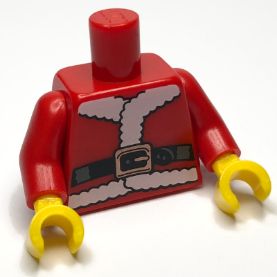 Lego Torso Santa Jacket with Fur and Black Belt Print, Red Arms, Yellow Hands / Red
