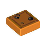 Lego Tile 1 x 1 with Face with Narrowed Eyes, One Eyebrow Raised and Small Frown (Kryptomite) Print / Orange