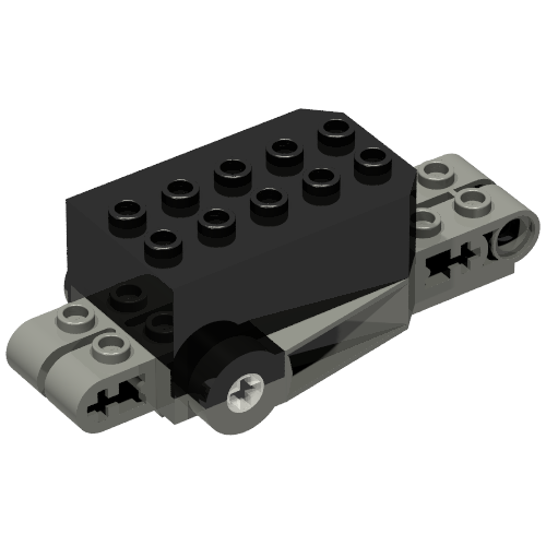 Lego Pullback Motor 9 x 4 x 2 1/3 with Dark Gray Base, White Axle Holes, Studs on Front Top Surface