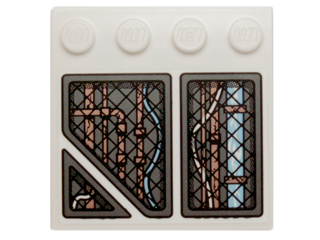 Lego Tile, Modified 4 x 4 with Studs on Edge with Copper Pipes and Bright Light Blue Wires under Panels Pattern Model Right Side (Sticker) - Set 70226
