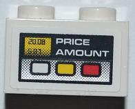 Lego Brick 1 x 2 with Fuel Dispenser Meter with 'PRICE AMOUNT' Pattern (Sticker) - Set 8186
