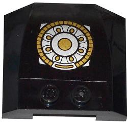 Lego Wedge 4 x 4 x 2/3 Triple Curved with 10 Rings Logo Pattern (Sticker) - Set 76007 / Black
