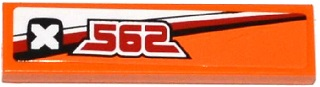Lego Tile 1 x 4 with 'X' and '562' Pattern Model Right Side (Sticker) - Set 60058 / Orange